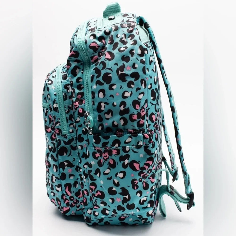 KIPLING Backpack Large Leopard Pattern Laptop Pocket Zipped NWT